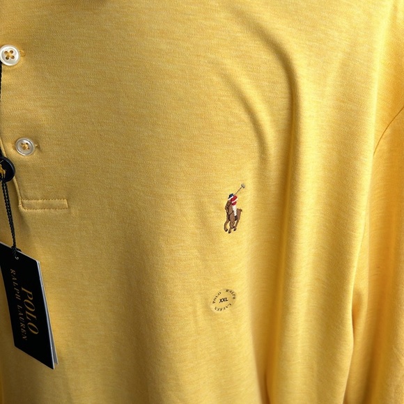 Polo Ralph lauren Mens Yellow Polo shirt Sz 2XL NWT Pony Logo Short Sleeve - Picture 2 of 3